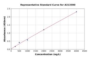 Representative standard curve for human ADNP ELISA kit (A313590)