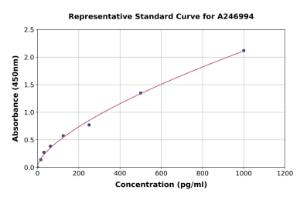 Representative standard curve for Bovine IL-17A ELISA kit (A246994)