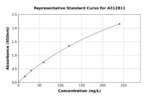 Representative standard curve for Human Interferon alpha 2 ELISA kit (A312811)