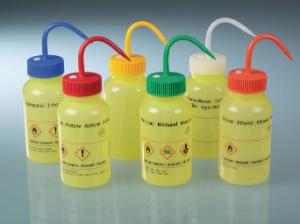 Wash bottles, wide neck, with printed name, LaboPlast®