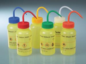 Wash bottles, wide neck, with printed name, LaboPlast®