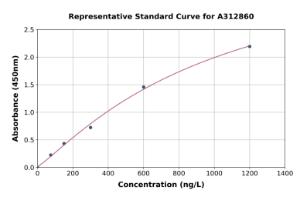 Representative standard curve for Mouse Nod2 ELISA kit (A312860)