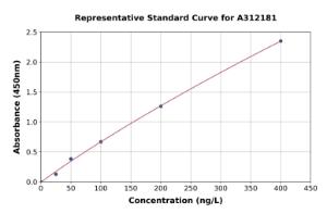 Representative standard curve for Mouse NK-1R ELISA kit (A312181)