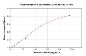 Representative standard curve for human ITIH2/SHAP ELISA kit (A313736)