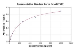 Representative standard curve for Rat IL-12A ELISA kit (A247107)