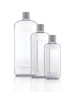 Bottles, wide neck, rectangular, PVC