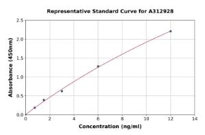 Representative standard curve for Human CTAG1B ELISA kit (A312928)