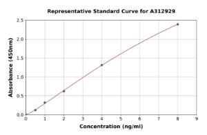 Representative standard curve for Human OPLAH ELISA kit (A312929)