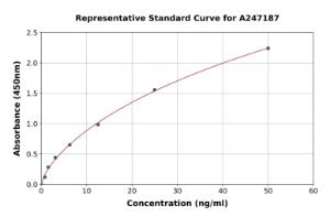 Representative standard curve for Porcine Superoxide Dismutase 1 ELISA kit (A247187)