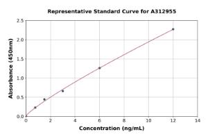 Representative standard curve for Human Serpin A5 ELISA kit (A312955)