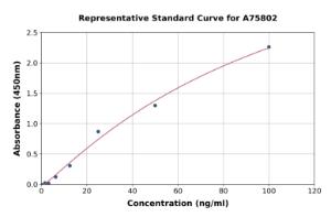 Representative standard curve for Mouse S100A9 ELISA kit (A75802)