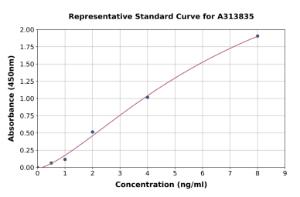 Representative standard curve for human ZnT1 ELISA kit (A313835)