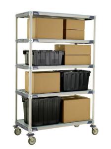 Shelving sysytem, stem castor carts with solid bottom ShelvesMax iÂ®