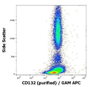 Flow cytometric analysis of human peripheral blood stained using Anti-CD132 Antibody [TUGh4] (concentration in sample is 4µg/ml), GAM-APC