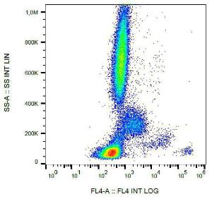 Flow cytometric analysis of IgE in human peripheral blood with Anti-Human IgE Antibody [BE5] (PE-Cyanine 5)