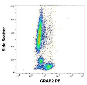 Flow cytometric analysis of human peripheral whole blood stained with Anti-GRAP2 Antibody [UW40] (PE) (concentration in sample is 1.7 µg/ml)