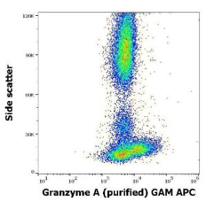 Flow cytometric analysis of human peripheral whole blood stained with Anti-Granzyme A Antibody [CB9] (concentration in sample is 5 µg/ml, GAM-APC)