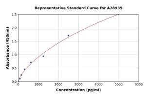 Representative standard curve for Mouse Thymidine Phosphorylase ELISA kit (A78939)