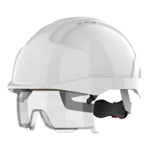 EVO® VISTAlens® Safety Helmet with Integrated Eyewear, White / White