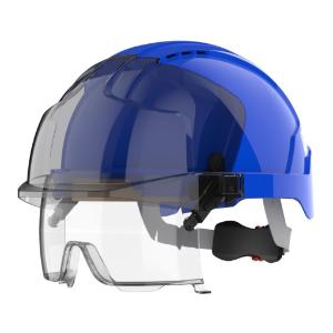 EVO® VISTAlens® Safety Helmet with Integrated Eyewear, Vented, Blue / Smoke