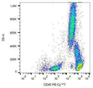 Flow cytometric analysis of human peripheral blood cells with Anti-CD45 Antibody [MEM-28] (PE-Cyanine 7)