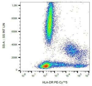 Flow cytometric analysis of HLA DR in human peripheral blood with Anti-HLA DR Antibody [L243] (PE-Cyanine 5)