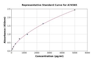 Representative standard curve for Mouse TNF Receptor I ELISA kit (A74565)