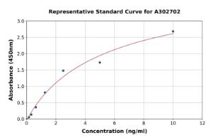 Representative standard curve for Human RALA ELISA kit (A302702)