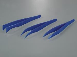 Tweezers single-use angled blue sterile