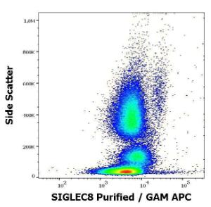 Flow cytometry surface staining pattern of human peripheral whole blood stained using Anti-SIGLEC8 Antibody (concentration in sample 6 µg/ml; GAM-APC)