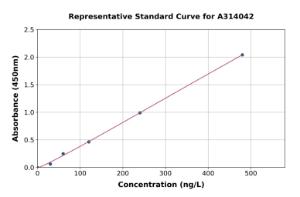 Representative standard curve for human RRP41 ELISA kit (A314042)