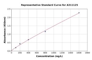 Representative standard curve for Human VAMP2 ELISA kit (A311125)