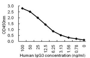 Sandwich ELISA for purified IgG3 using KT133 coated plate and HRP conjugated KT131