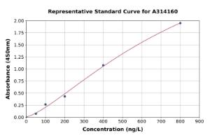 Representative standard curve for mouse AGRP ELISA kit (A314160)