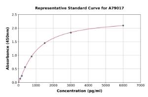 Representative standard curve for Human Soluble alpha Klotho ELISA kit (A79017)