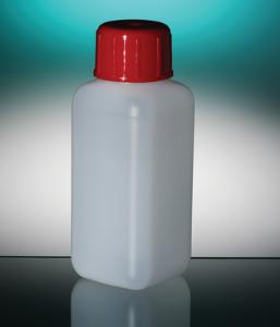 Bottles, narrow neck, square, HDPE, with screw cap, Corning® Gosselin™