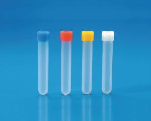 Cylindrical sterile test tubes with scre