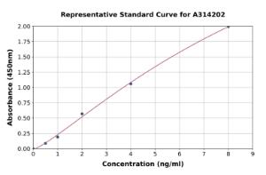 Representative standard curve for human BMP2 ELISA kit (A314202)