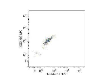 Double surface staining of HLA-G1 transfectants (viable cells gate) using Anti-HLA-G Antibody [MEM-G/9] (APC) and Anti-HLA-G Antibody [MEM-G/11] (FITC)