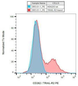Surface staining of CD262 on CD262-transfectants with the antibody to Anti-CD262 Antibody (A86274)