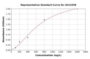 Representative standard curve for human ATG12 ELISA kit (A314258)