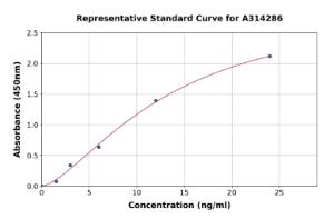 Representative standard curve for human CD62E ELISA kit (A314286)