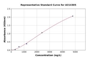 Representative standard curve for mouse Myelin Basic Protein ELISA kit (A314305)