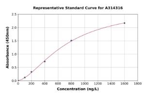 Representative standard curve for human CLASP2 ELISA kit (A314316)