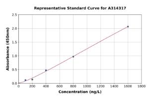 Representative standard curve for human TTF1 ELISA kit (A314317)