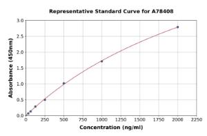 Representative standard curve for Mouse Lysozyme C-1 ELISA kit (A78408)