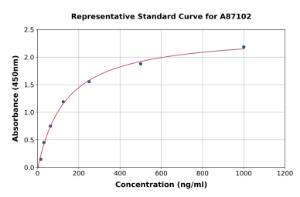 Representative standard curve for Horse Irisin/FNDC5 ELISA kit (A87102)