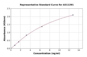 Representative standard curve for Human IFN gamma Receptor beta / AF-1 ELISA kit (A311291)