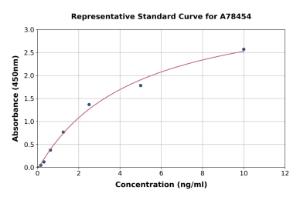 Representative standard curve for Rat MMP7 ELISA kit (A78454)