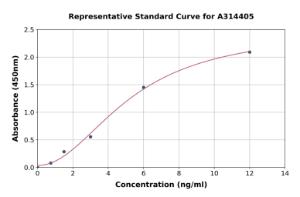 Representative standard curve for Human TPPP ELISA kit (A314405)